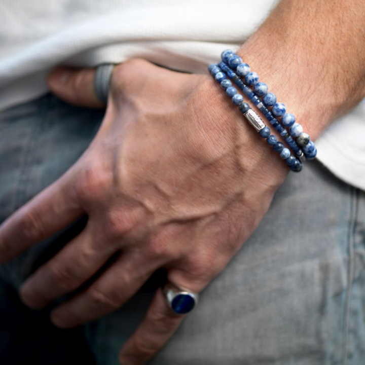 Niederländisches Delfter Blau - 8mm - Herren Perlenarmband