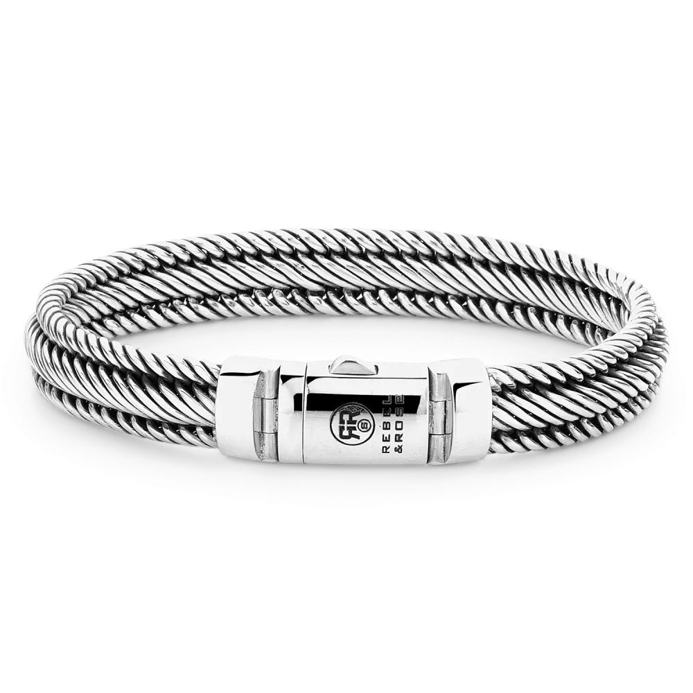 Armband aus 925 Silber mit geflochtenem Design und schimmerndem, poliertem Verschluss