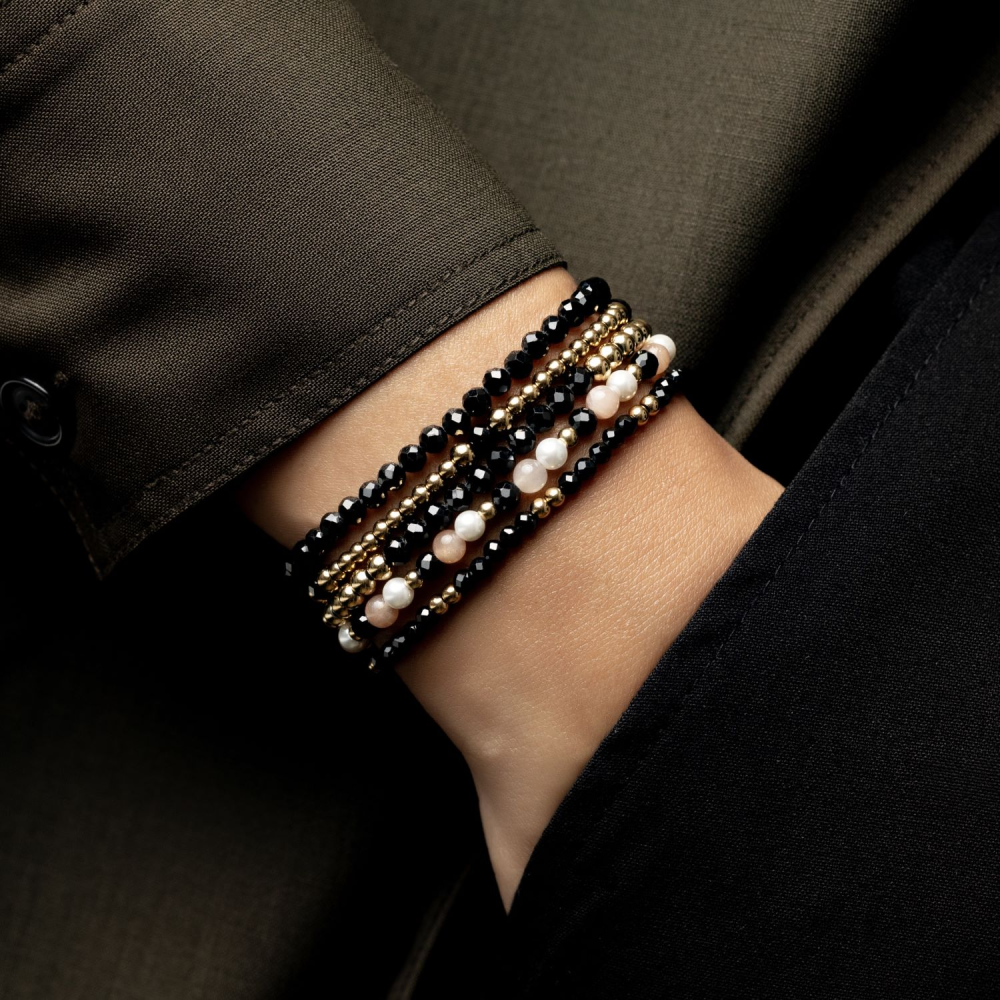 Black Glam Rocks Party - 4mm - Perlenarmband Damen