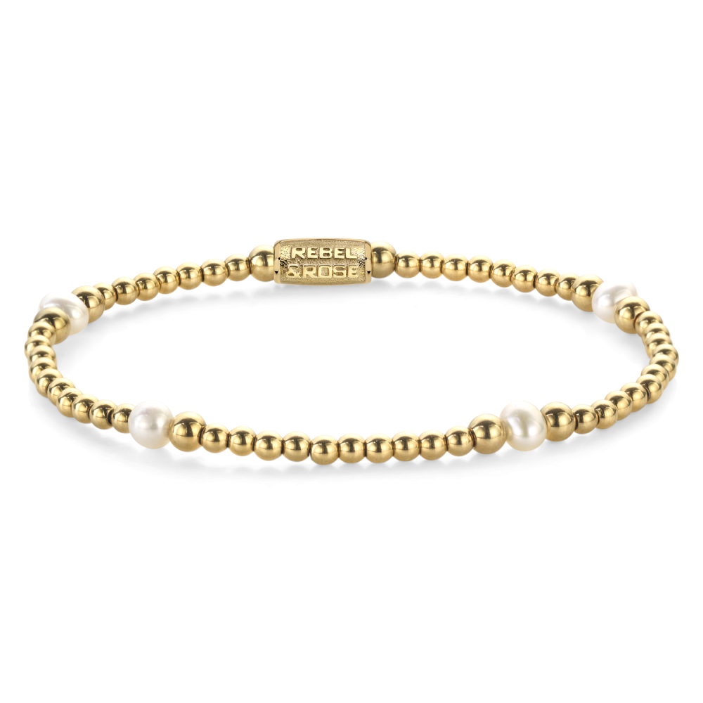 Kette mit goldenen Perlen und weißen Süßwasserperlen, 4 mm dick, für Damen