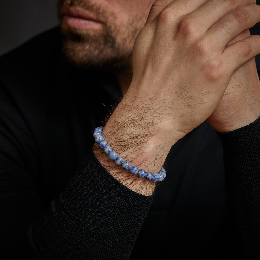 Niederländisches Delfter Blau - 8mm - Herren Perlenarmband