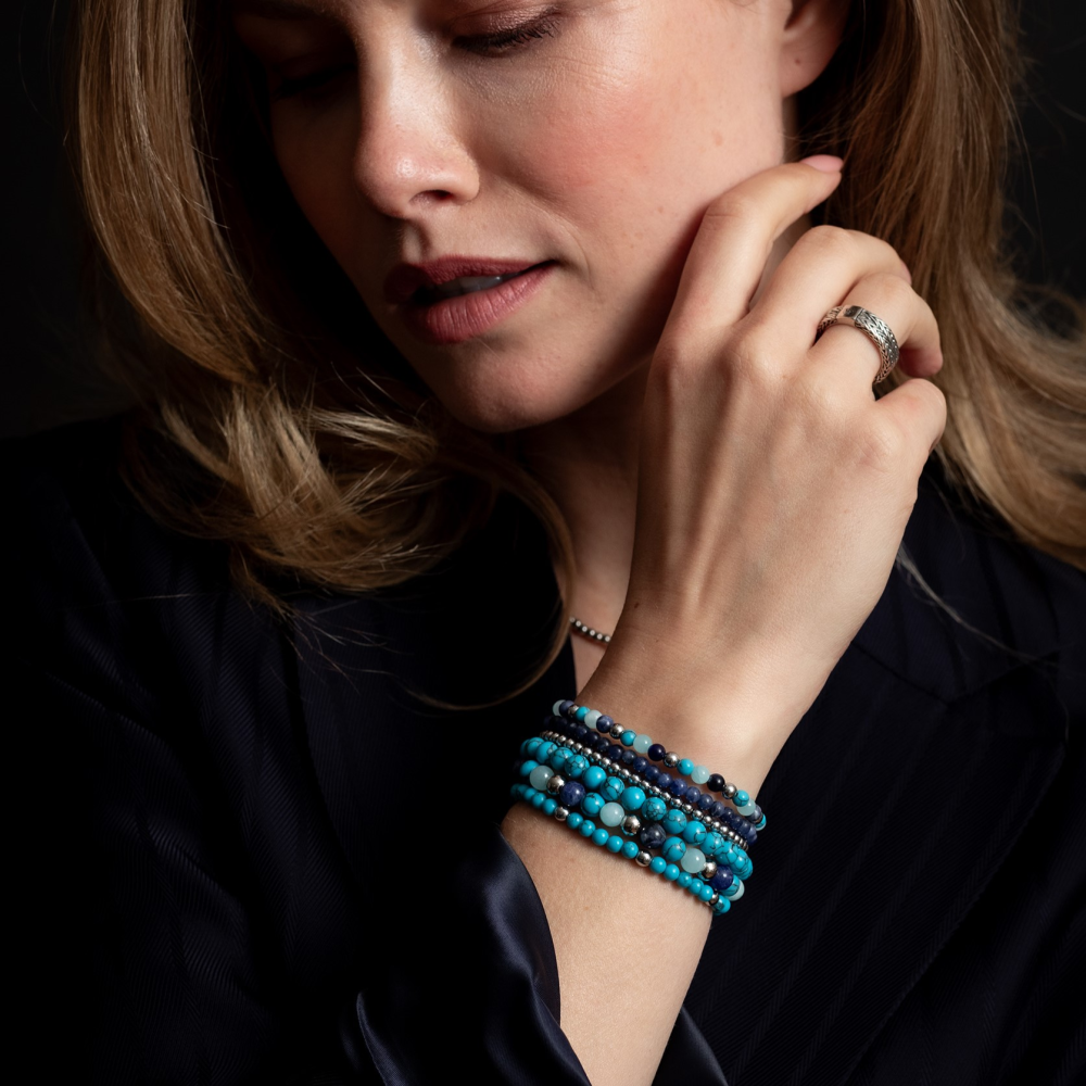 Blue Summer Vibes - 4mm - Perlen Armband Damen