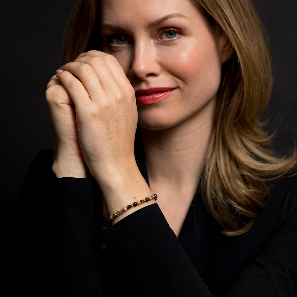 Winter Glow - 18 Karat Gelbgold ionenplattiert - 4mm - Perlenarmband Damen