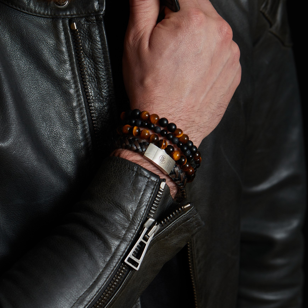 Black Rocks - All-Black - 6mm - Herren Perlenarmband