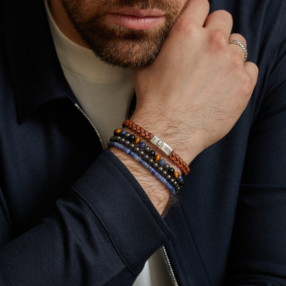 Blue Rain Vintage - 6mm - Perlen Herrenarmband