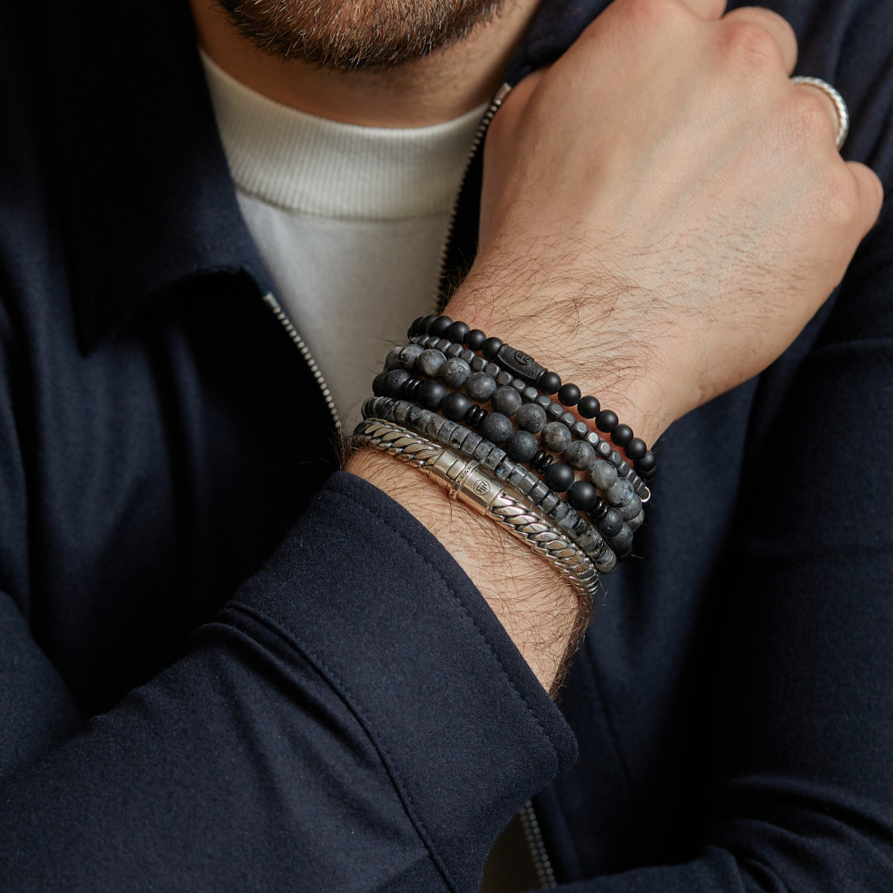 Matt Grey Seduction - 8mm - Perlen Armband Herren