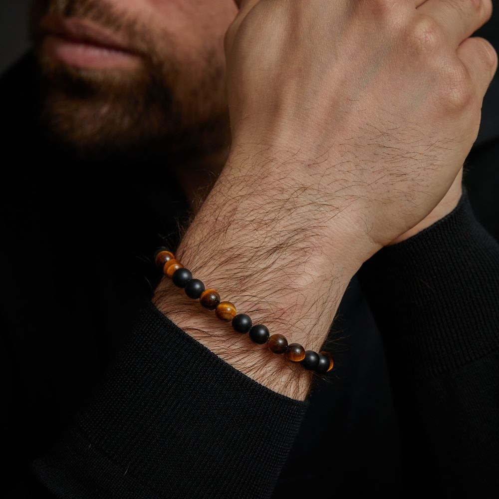 Matt Tiger Lily Twist - 8mm - Herren Perlenarmband