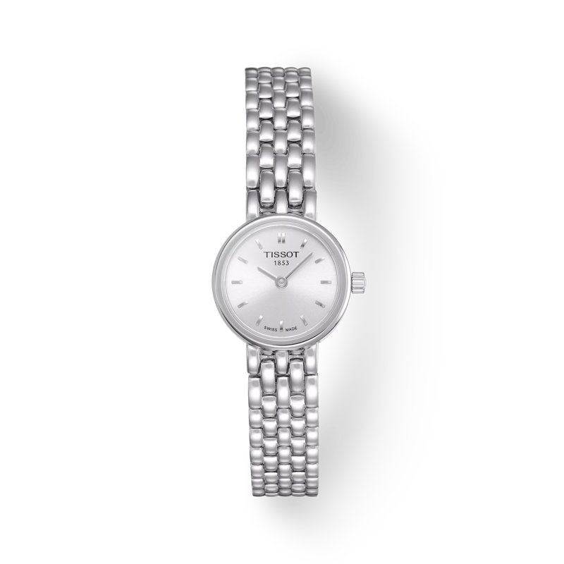 Uhr mit silbernem Gehäuse, silbernem Zifferblatt und einem Mesh-Armband