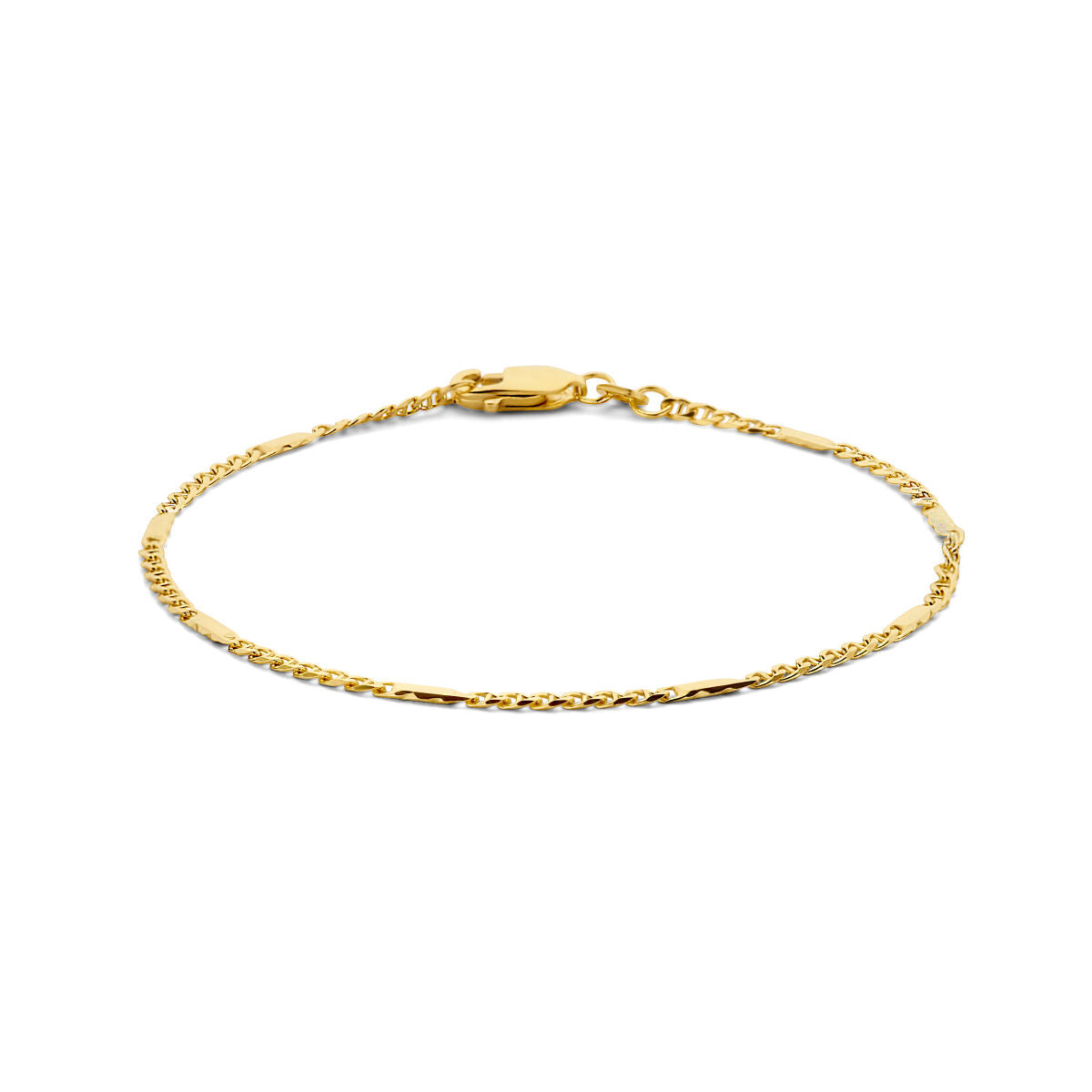 Goldenes Damenarmband aus 14K mit Zwischenstück und feinem, glänzendem Design