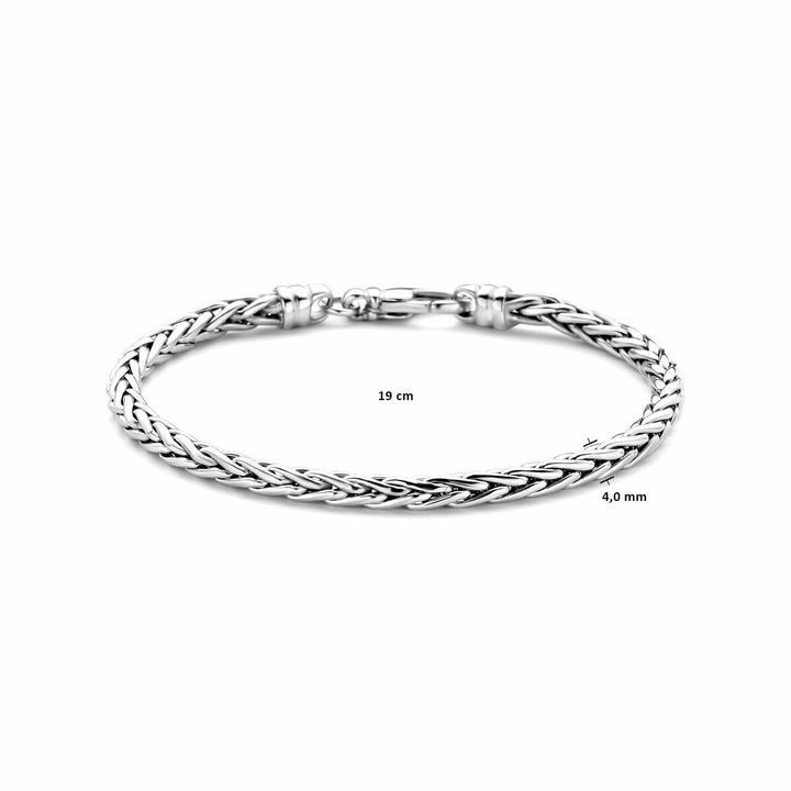 Gerhodineerd zilveren dames armband – vossestaart schakel 4 mm
