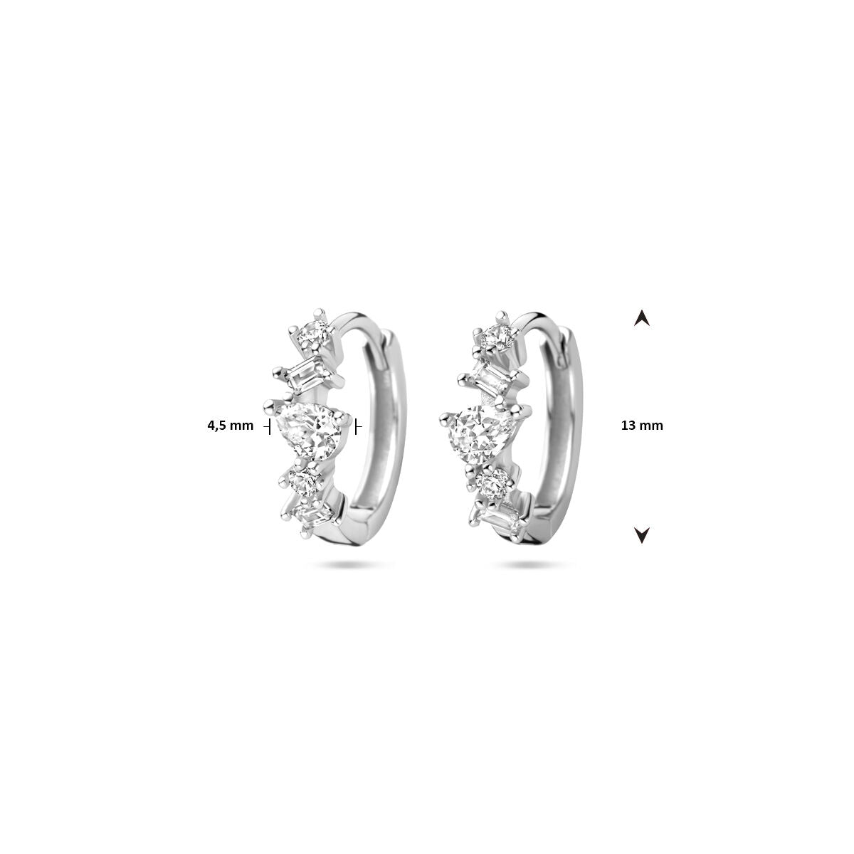 Klappohrringe Zirkonia 13 mm Silber rhodiniert