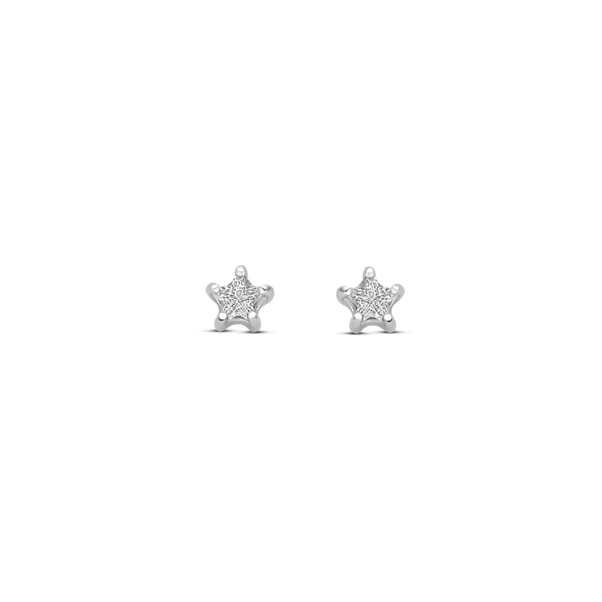 Ohrstecker in Sternform mit Zirkonia, 3,5 mm, aus rhodiniertem Silber