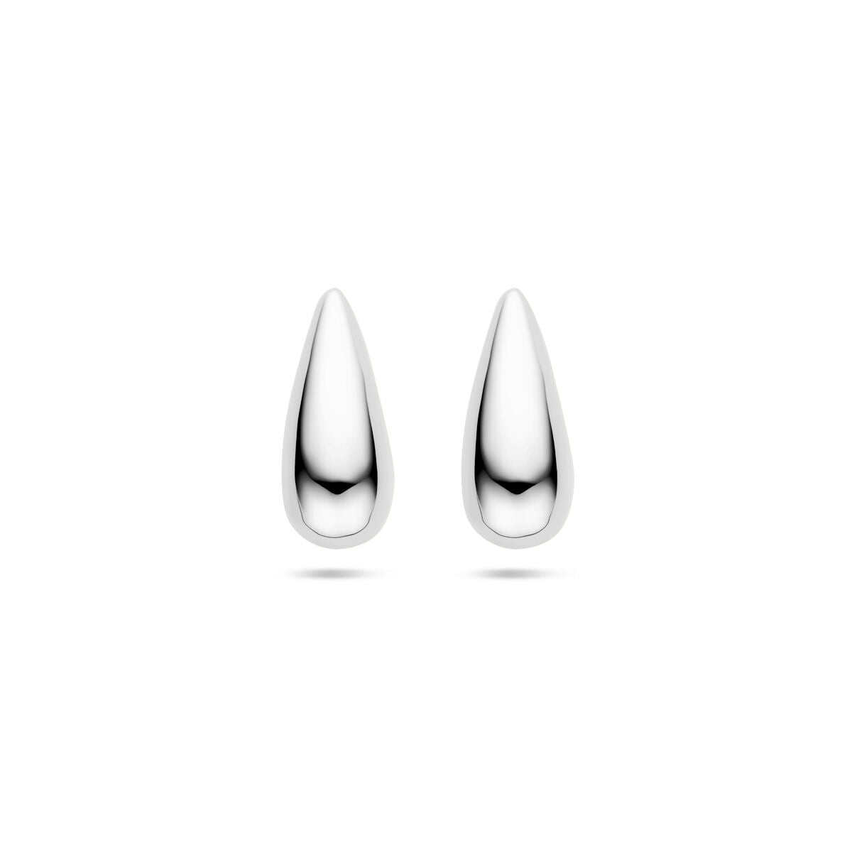 Ohrstecker in Tropfenform, 25 mm, aus rhodiniertem Silber mit glänzender Oberfläche