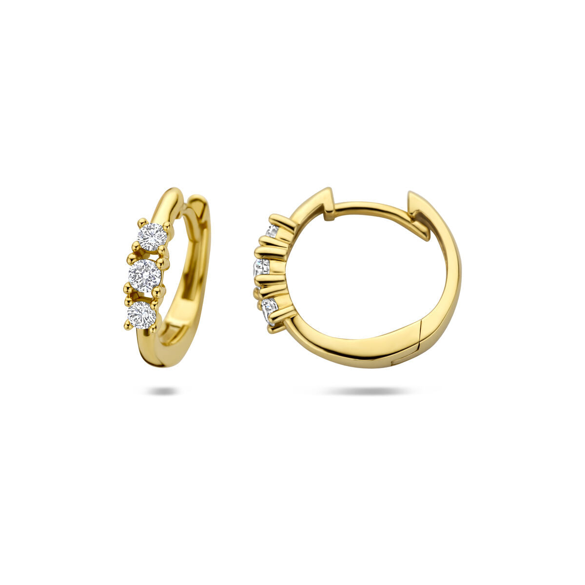Goldene Klappohrringe mit Lab Grown Diamant – 14k Gelbgold