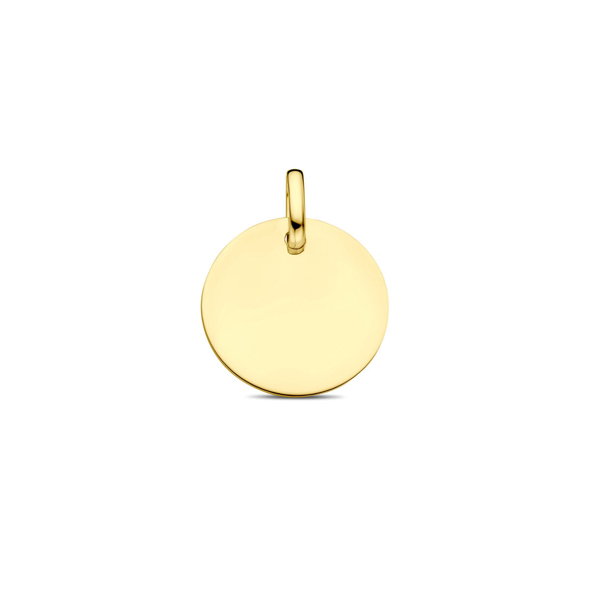 Runde, gelbgoldfarbene Gravuranhänger aus 9 Karat Gold