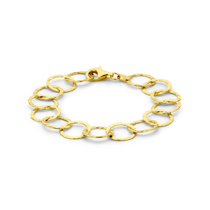 Armband Kreise gehämmert 19 cm 3 Mikron Silber vergoldet (gelb)