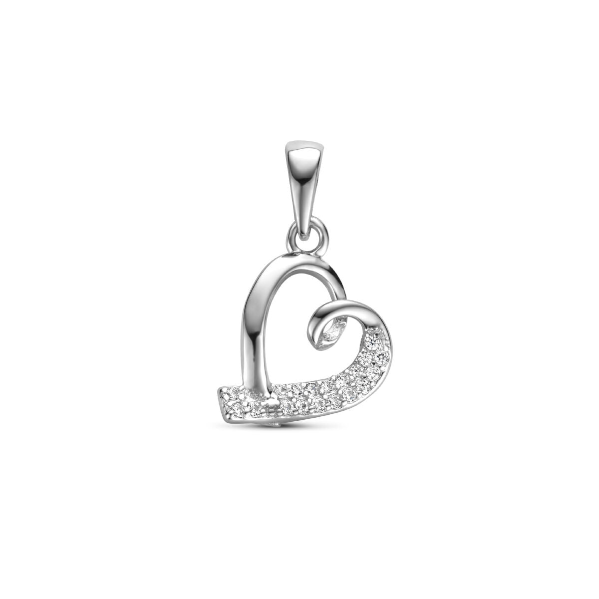 Hänger in Herzform aus rhodiniertem Silber mit Zirkonia-Steinen