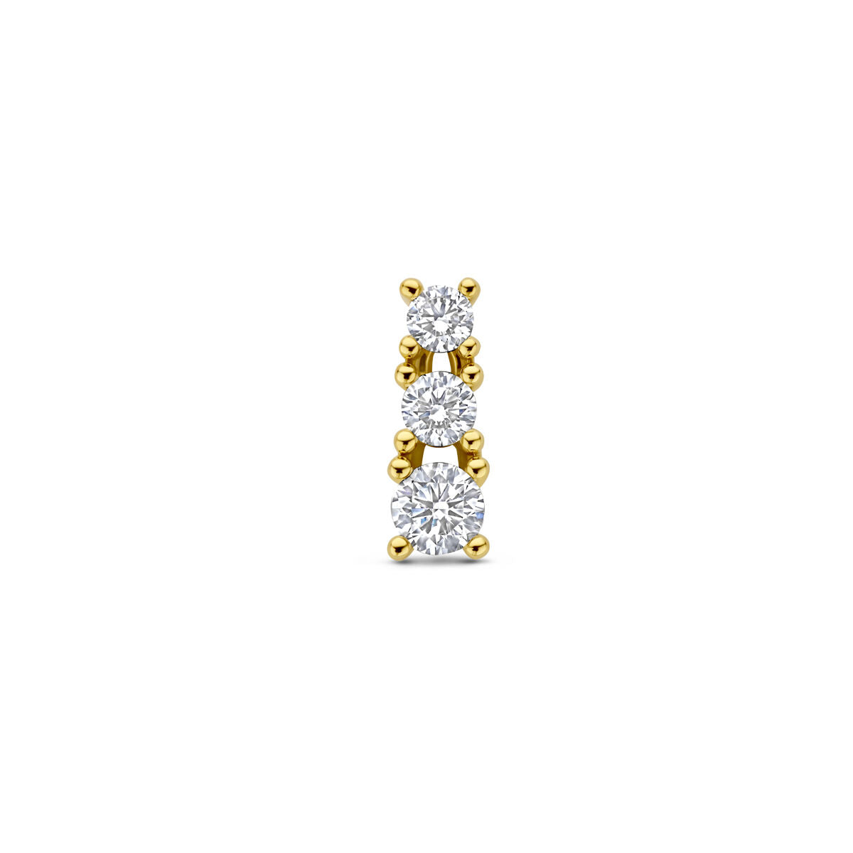 Hänger aus 14k Gelbgold mit drei lab-grown Diamanten in runder Form