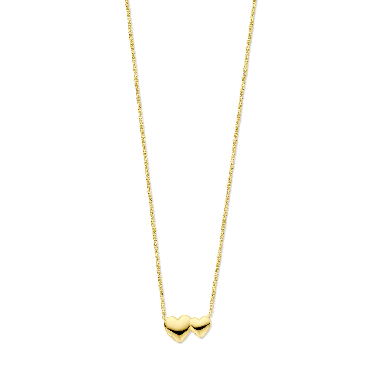 Collier mit zwei herzförmigen Anhängern aus vergoldetem Silber, 41 + 4 cm lang