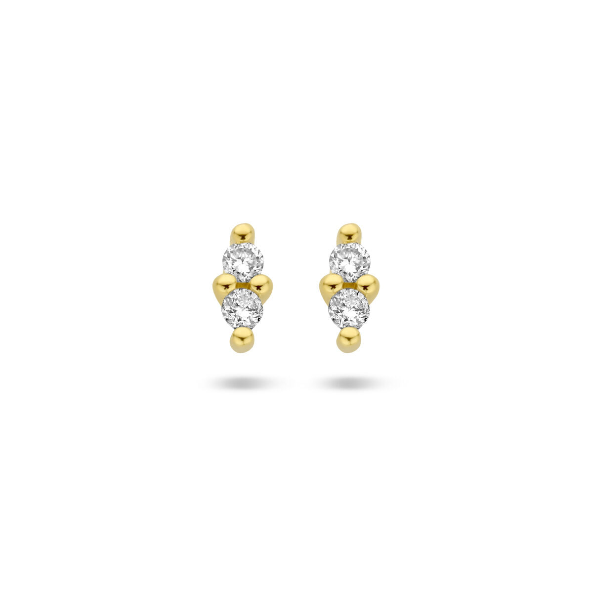 Ohrstecker aus 14K Gelbgold mit zwei Diamanten (0,04 ct) in runder Form und glänzender Oberfläche