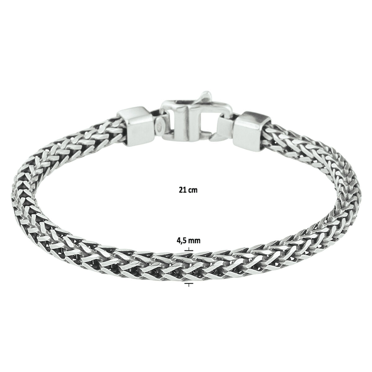 Armband Oxi Fuchsschwanz 4,5 mm Silber oxidiert