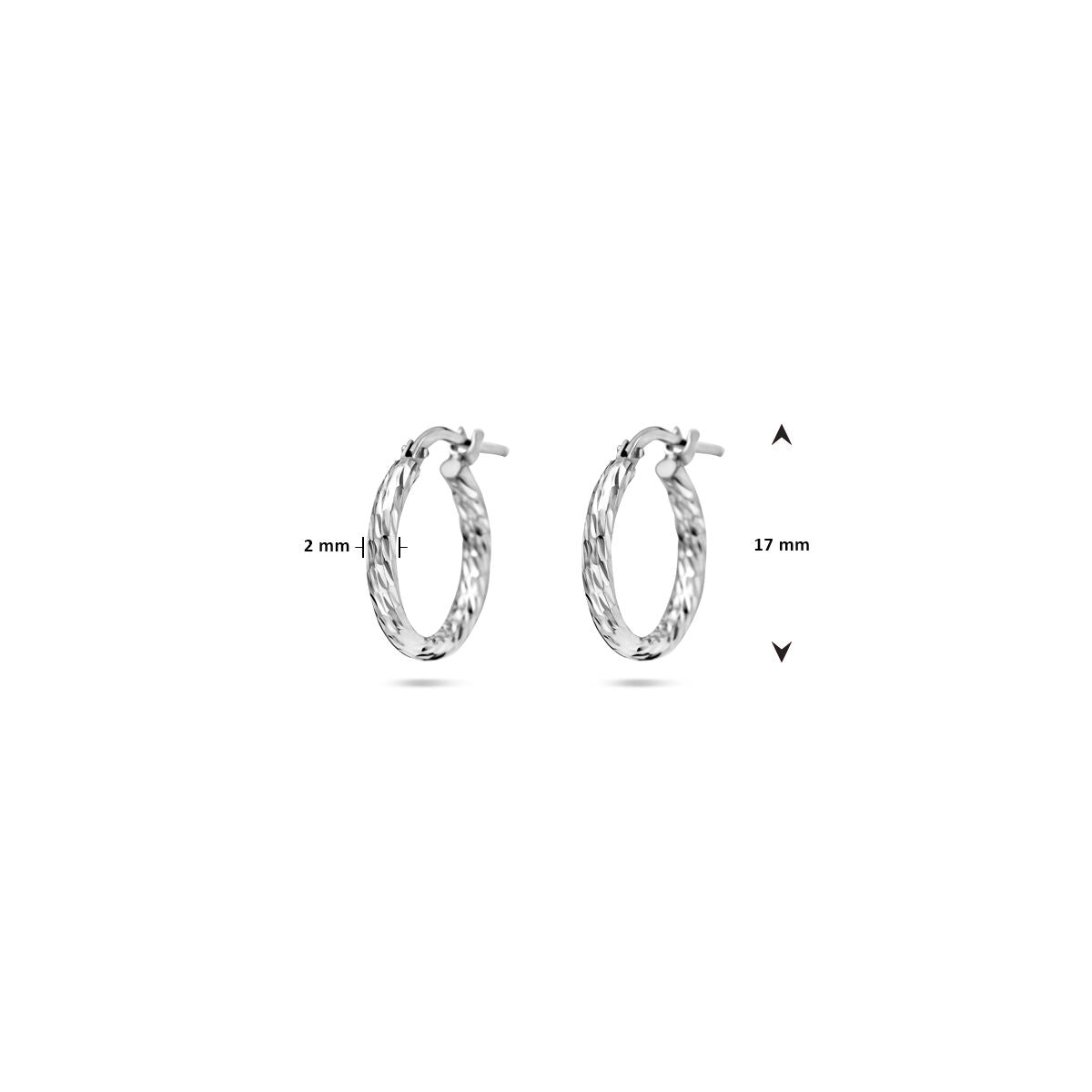 Ohrringe diamantiert 2,0 mm Silber rhodiniert