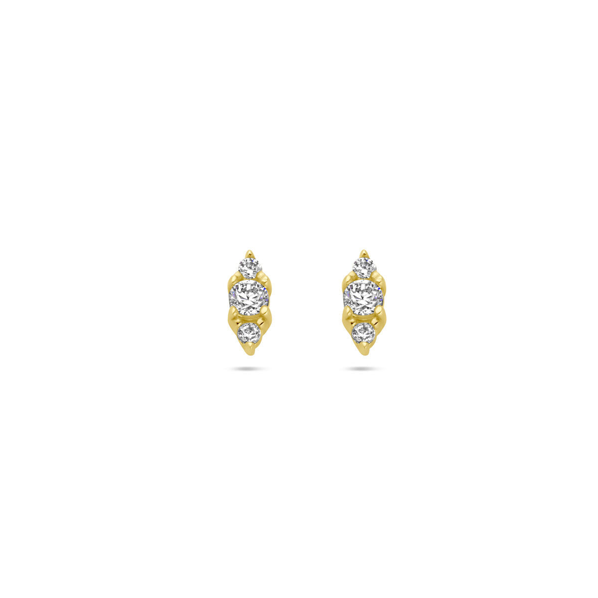 Ohrstecker aus 14K Gelbgold mit Zirkonia in blumiger Form