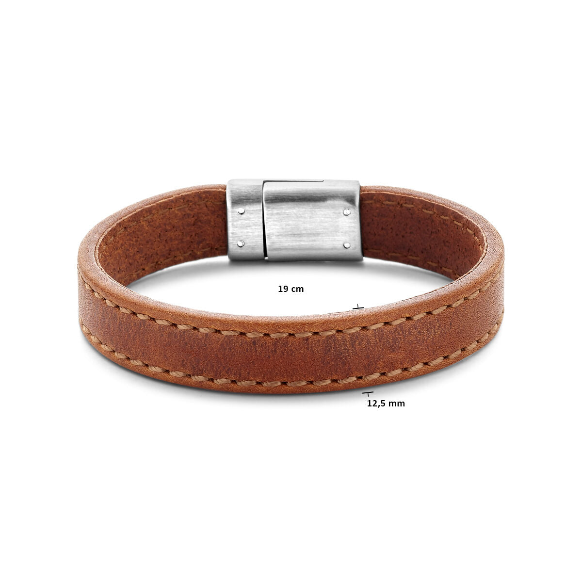 Armband Leder braun 12,5 mm Edelstahl