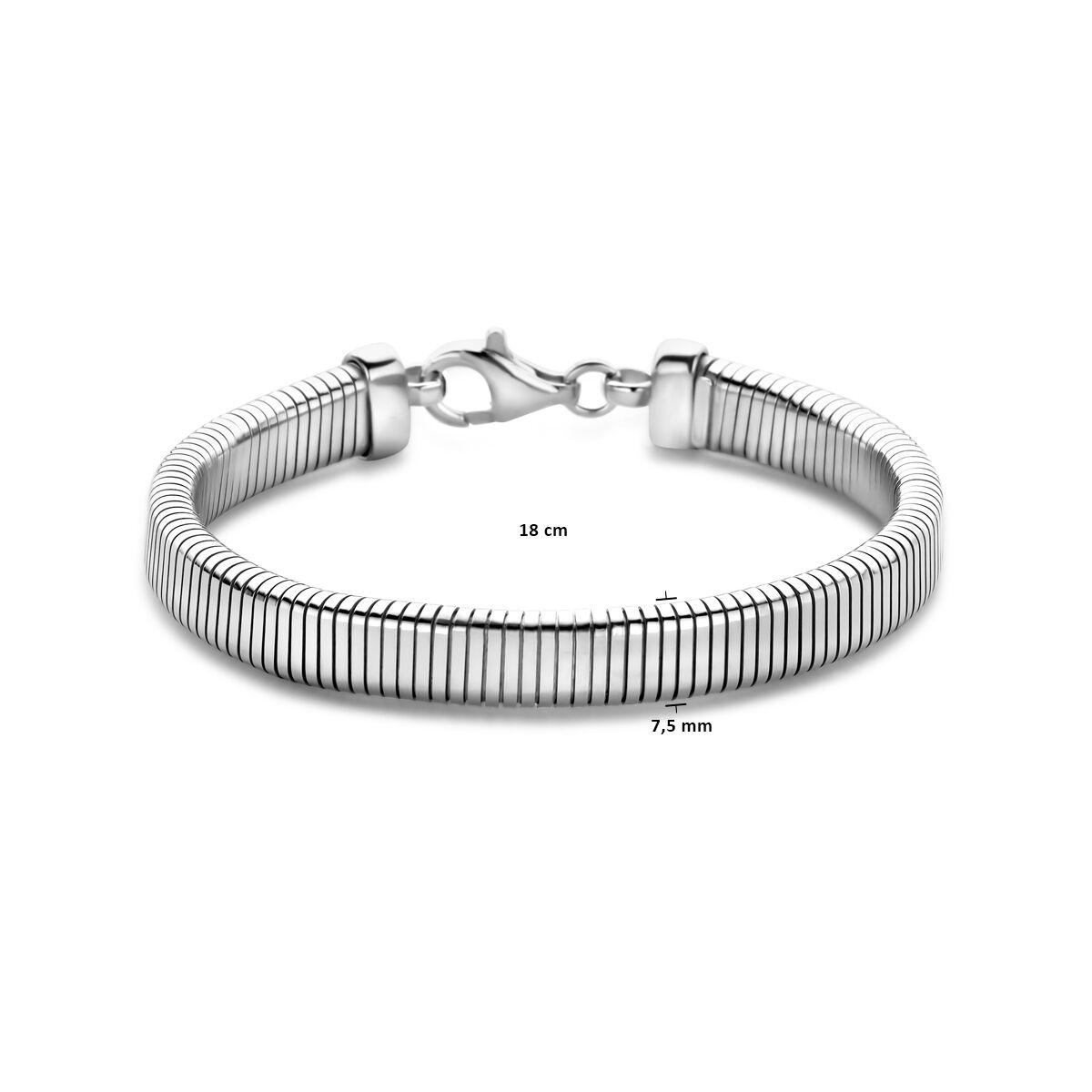 Armband Tubogas 7,6 mm 18 cm Silber rhodiniert