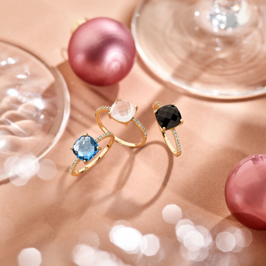 Ring Rosenquarz und Zirkonia 14K Roségold
