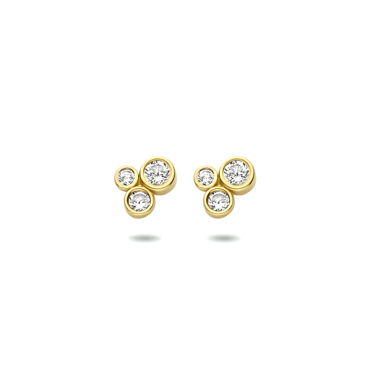 Ohrstecker aus 14K Gelbgold mit Zirkonia in verschiedenen Größen und Anordnungen
