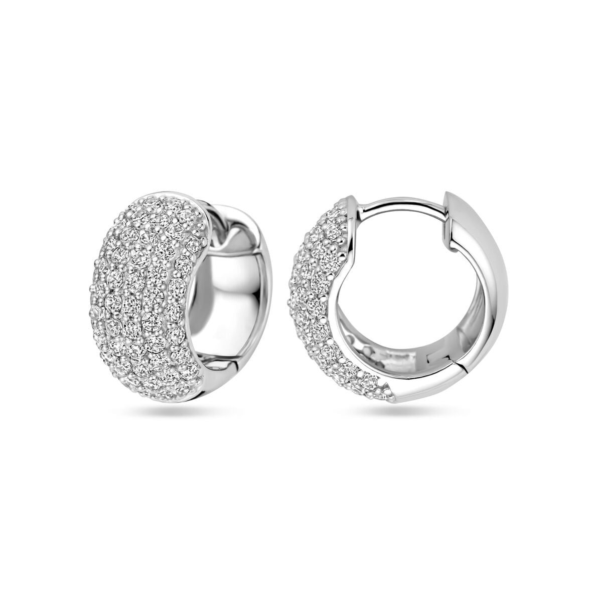 Klappcreolen Zirkonia 16 mm Silber rhodiniert