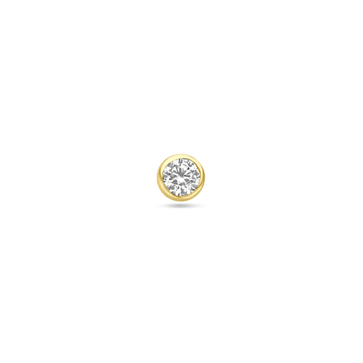 Flachkopf-Piercing mit 3 mm Zirkonia in 14K Gelbgoldfassung