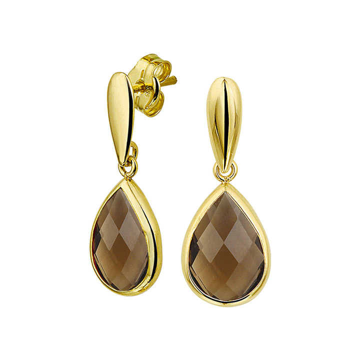 Ohrringe Rauchquarz 14K Gelbgold