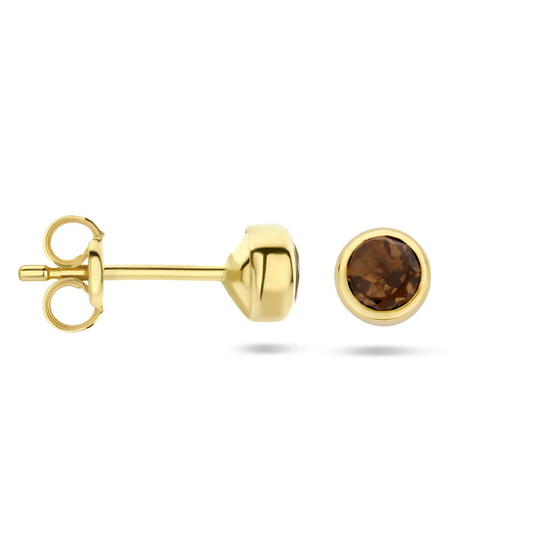 Ohrringe Rauchquarz 14K Gelbgold