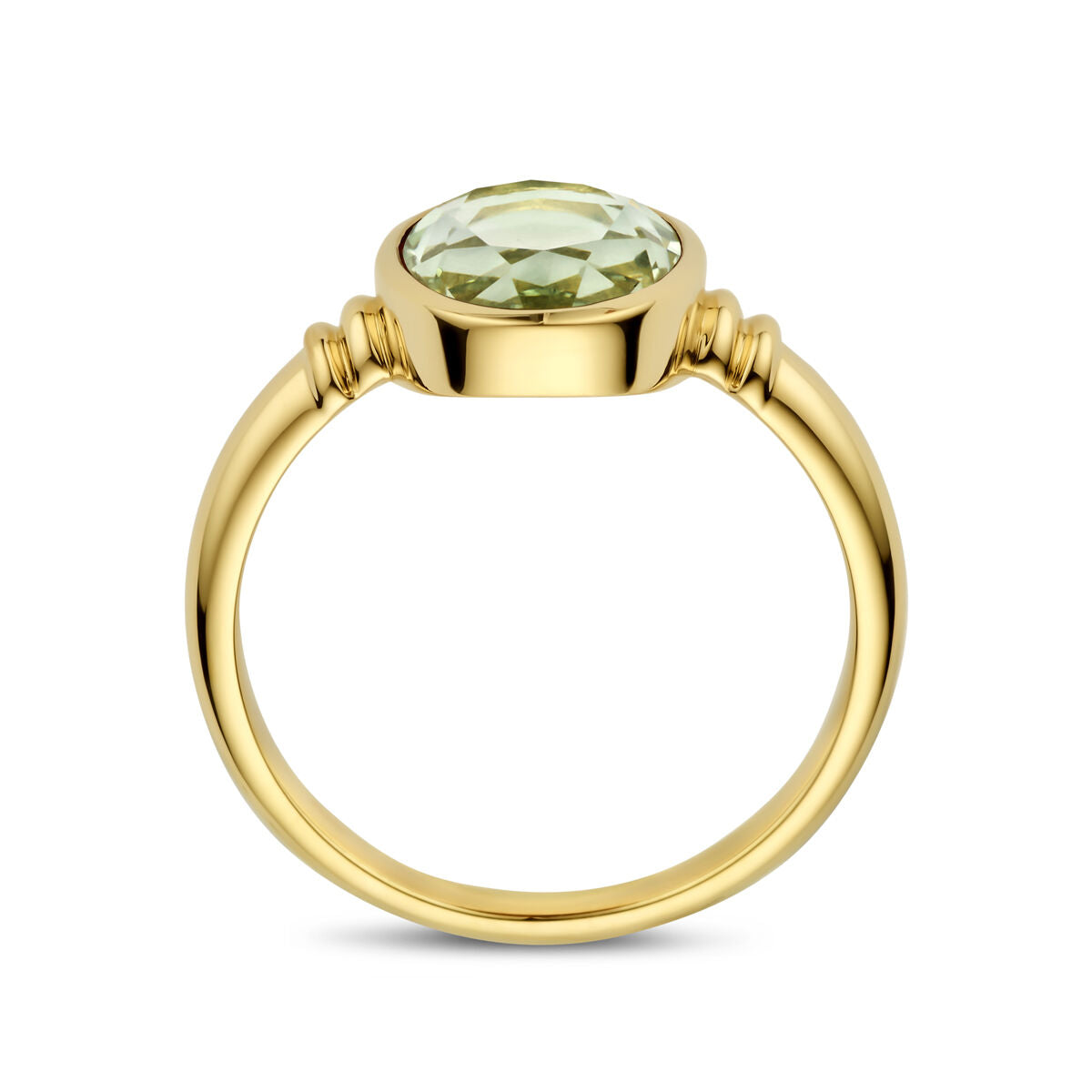 Ring grüner Amethyst 14K Gelbgold