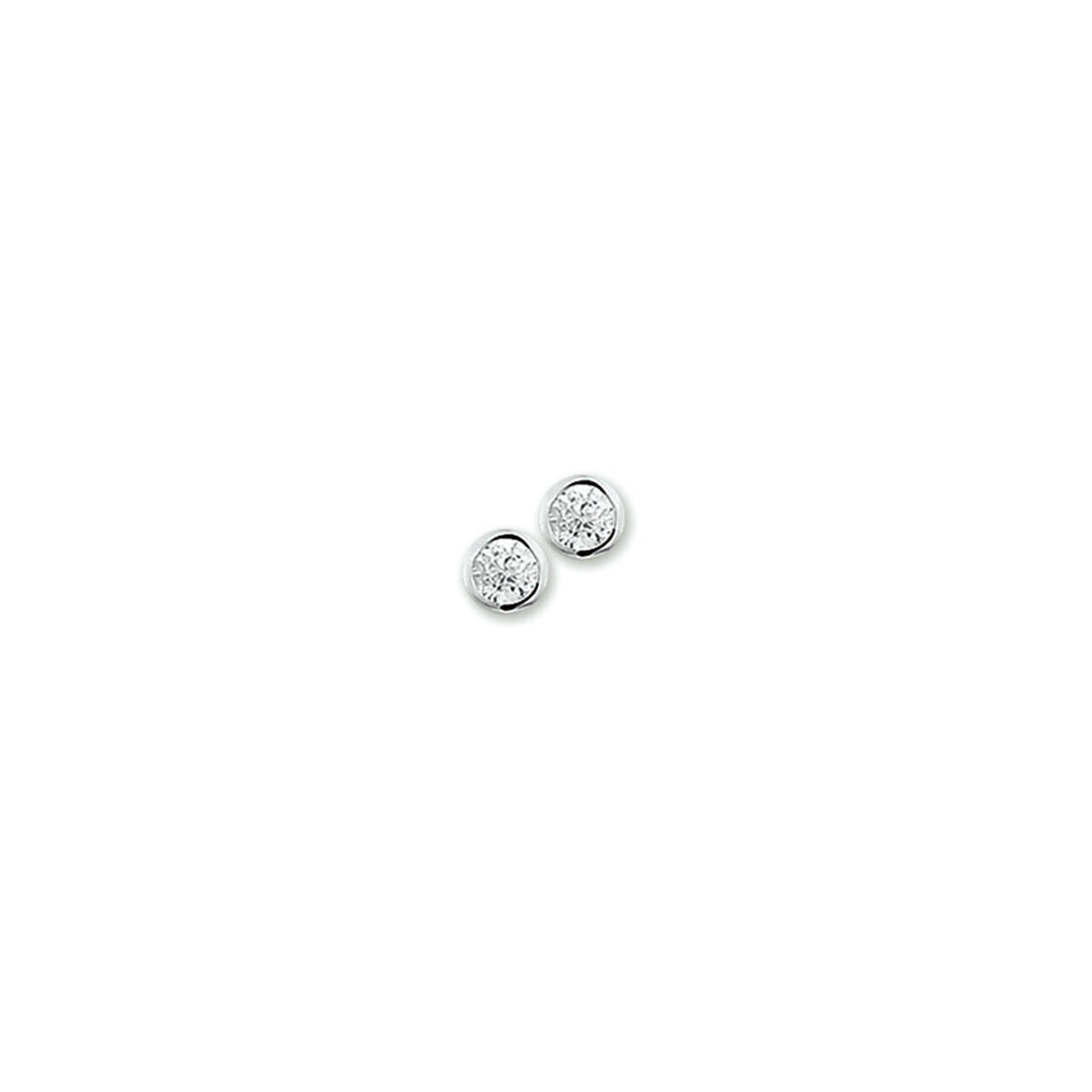 Ohrstecker aus rhodiniertem Silber mit Zirkonia-Steinen in runder Form