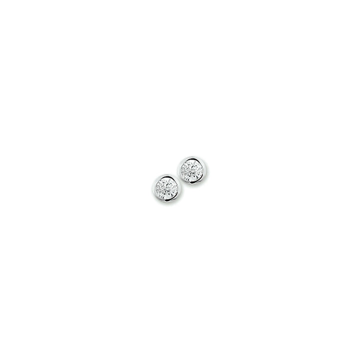 Ohrstecker aus rhodiniertem Silber mit Zirkonia-Steinen in runder Form