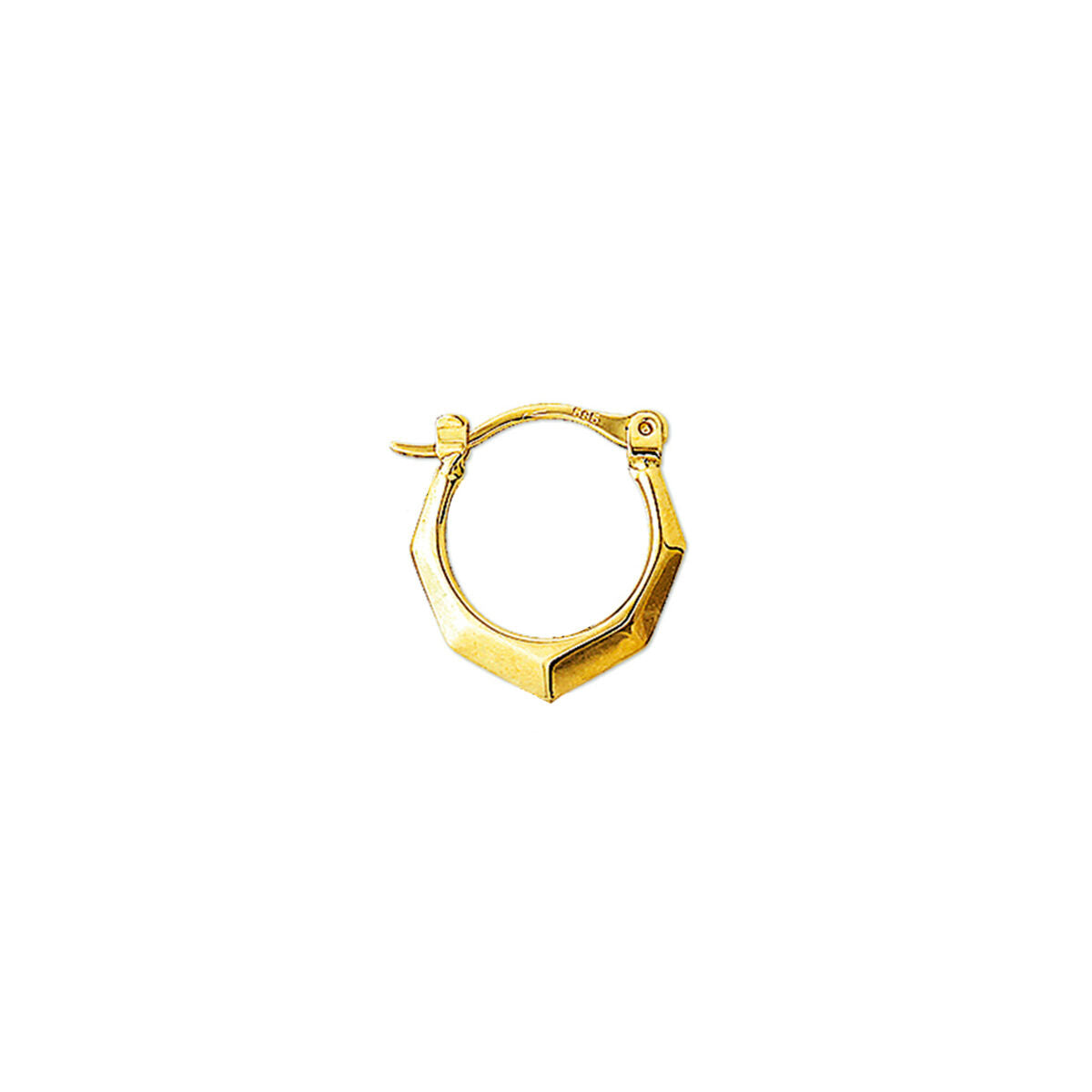 Ohrring aus 14K Gelbgold mit sechseckiger Form und klappbarem Verschluss