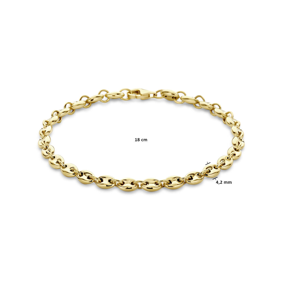 Armband Kaffeebohne 4,2 mm 18 cm 14K Gelbgold