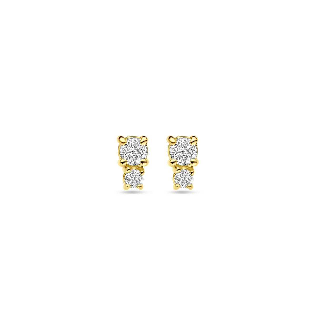 Ohrstecker aus 18K Gelbgold mit zwei Diamanten von 0,26 ct (2x 0,13 ct) und einem Durchmesser von 5,5 mm