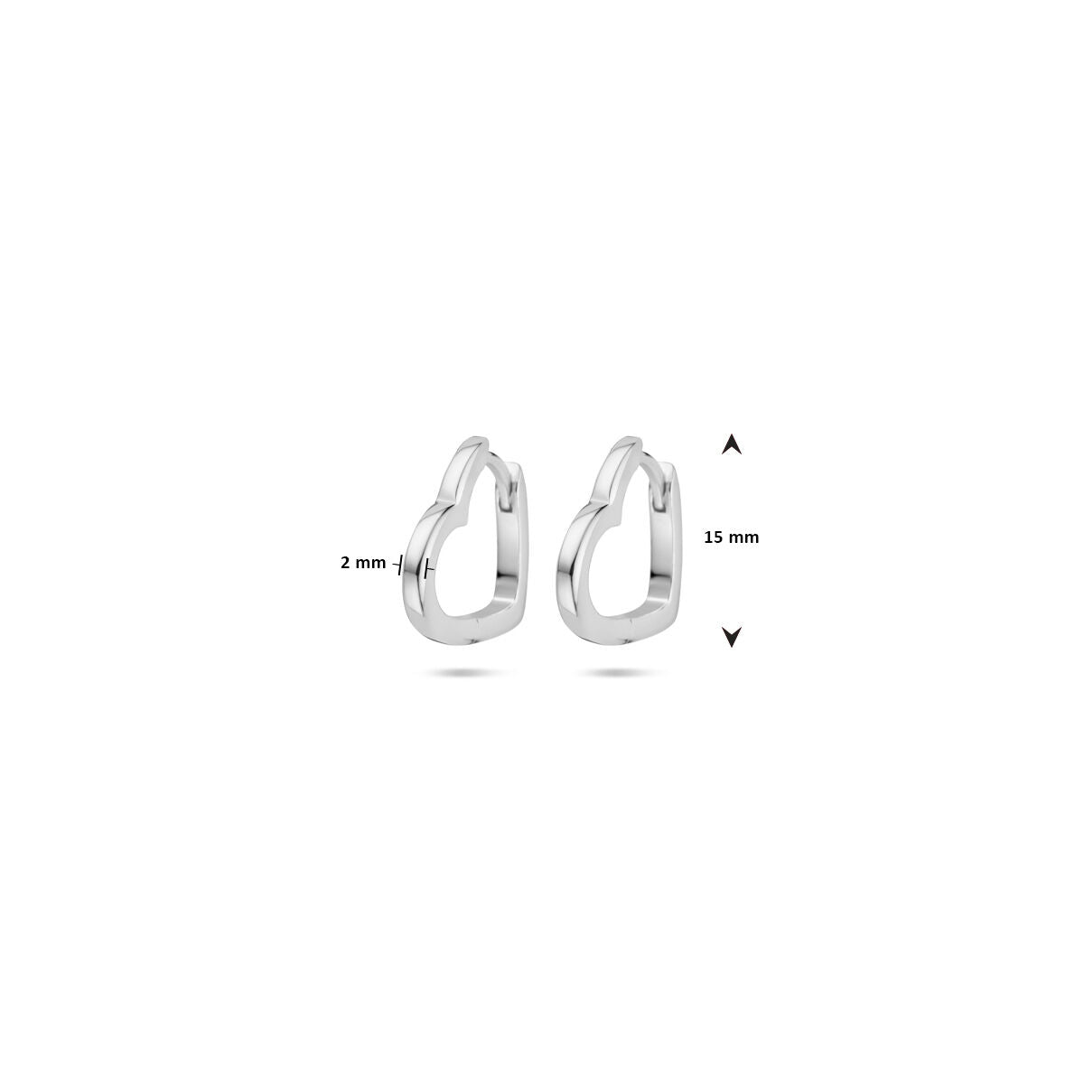 Klappcreolen Herzchen 2 mm Silber rhodiniert