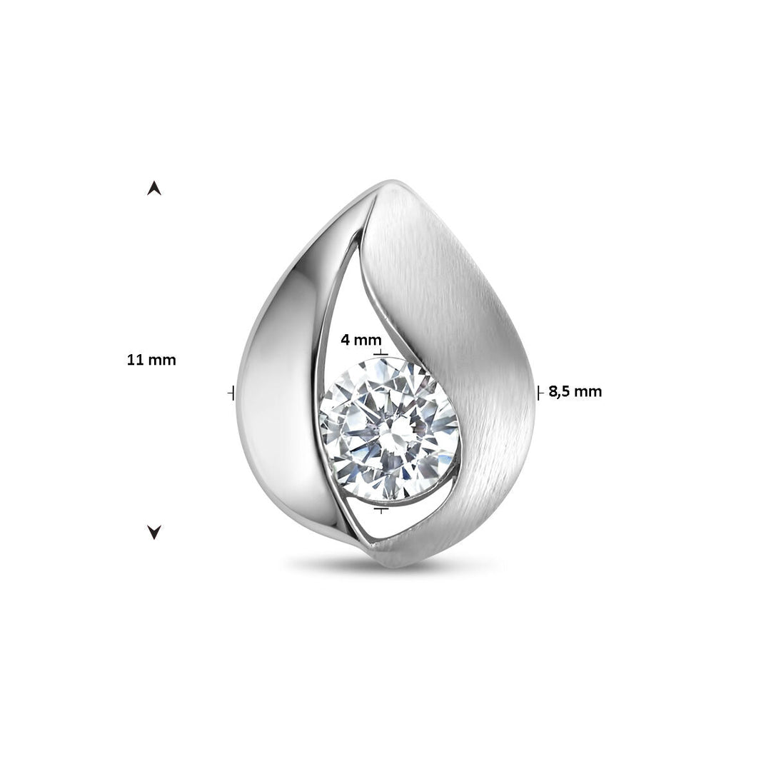 Anhänger Tropfen Zirkonia Poly/Silber matt rhodiniert