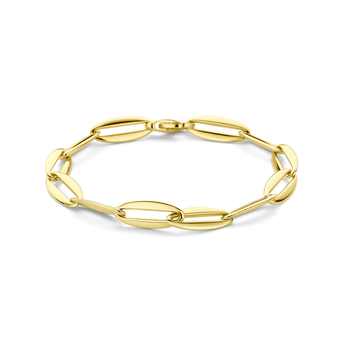 Armband aus 14K Gelbgold mit ovalen Gliedern, 7,2 mm breit und 19,5 cm lang