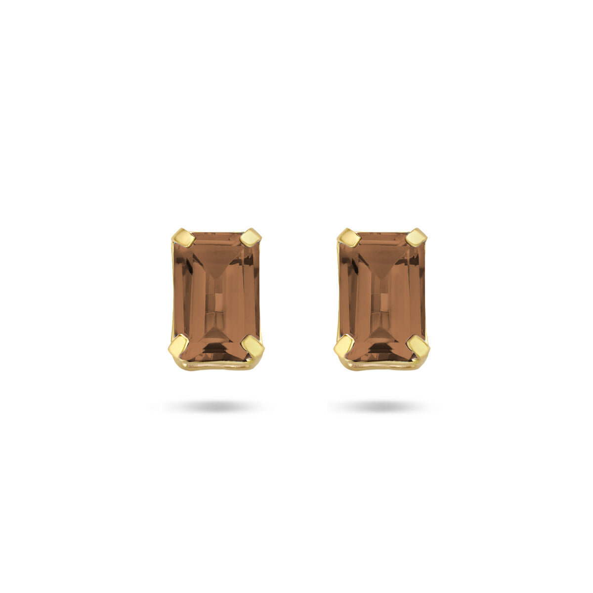 Ohrstecker aus 14K Gelbgold mit rechteckigem Rauchquarz