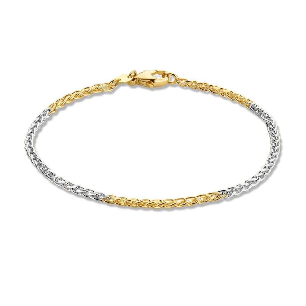Elegantes Armband aus 14-karätigem Gelb- und Weißgold mit geflochtenem Design