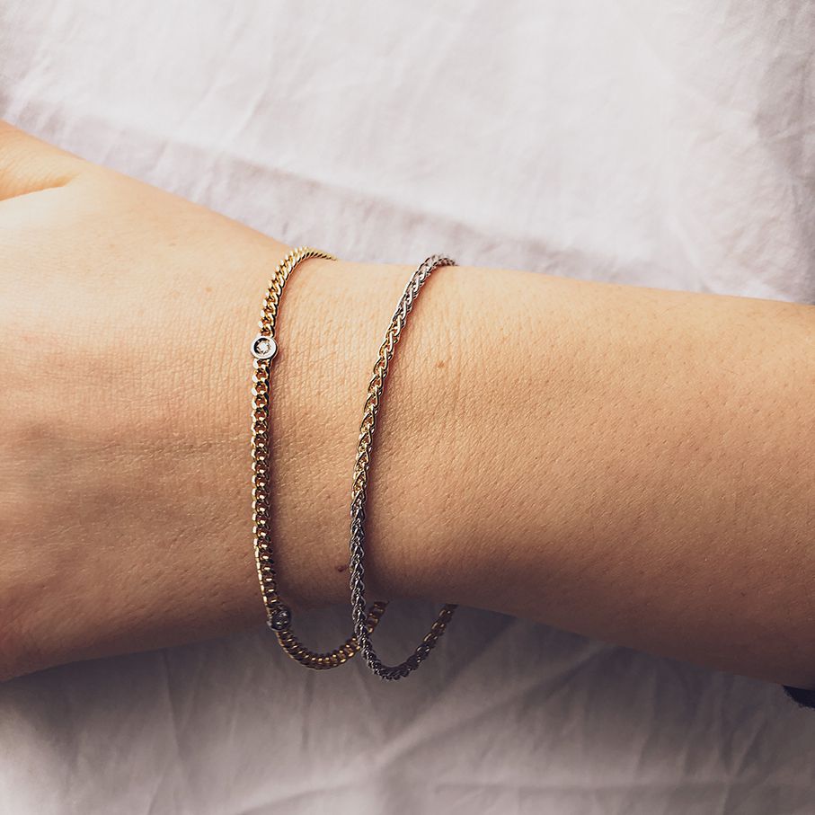 Elegantes 14-Karat-Goldarmband für Damen – Gelb-/Weißgold