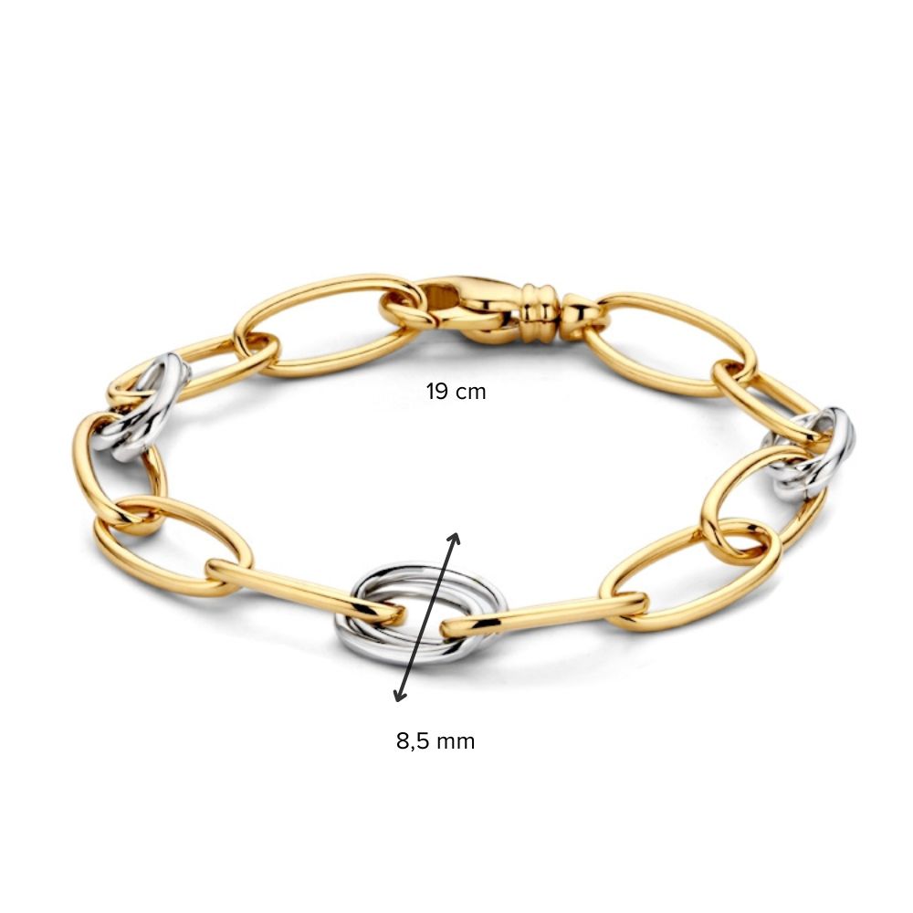 Luxuriöses Damenarmband aus 14 Karat Gelb- und Weißgold, 19 cm