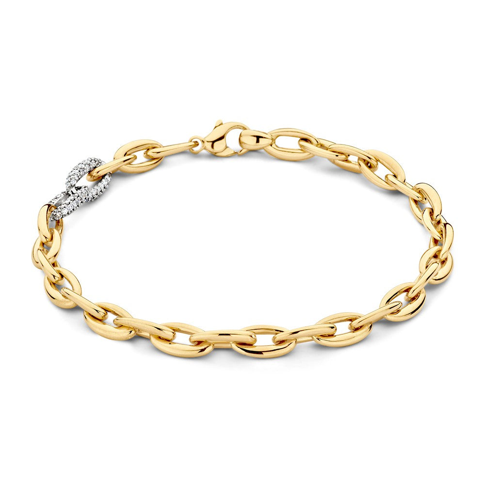 Luxe goldene Schakelarmband mit 0,50 ct Diamanten und einem eleganten Verschluss
