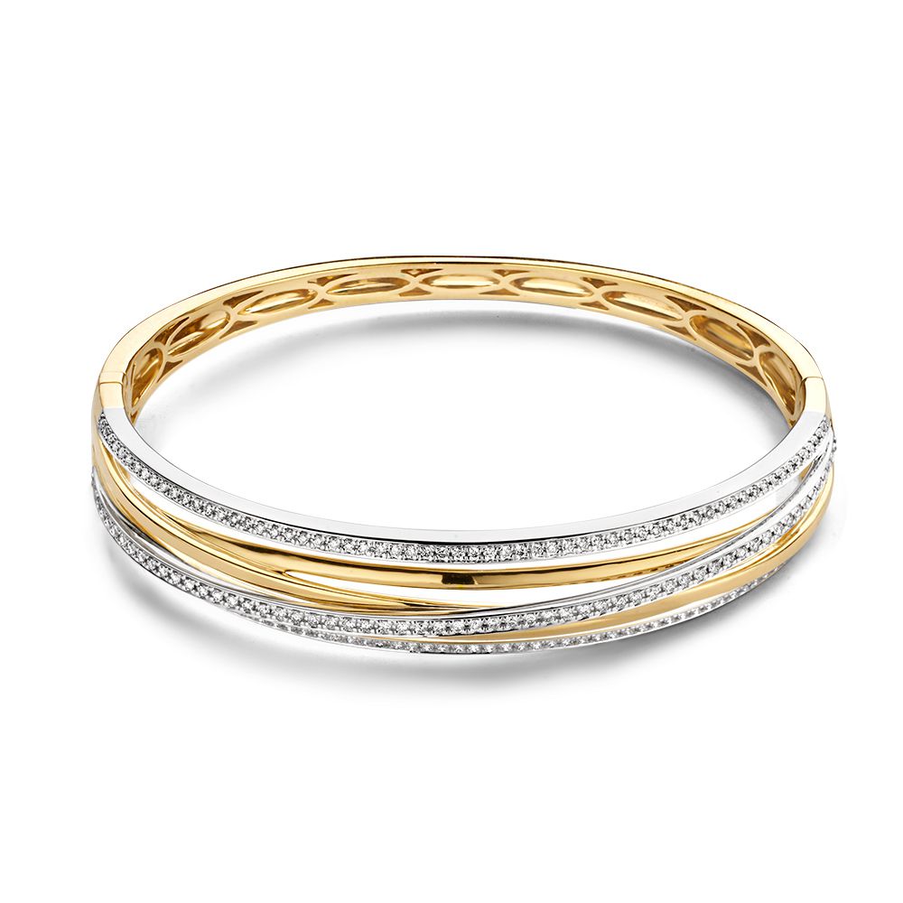 Luxuriöse Armband aus 14 Karat Gelb- und Weißgold mit 1,03 Karat Brillanten und feiner Struktur